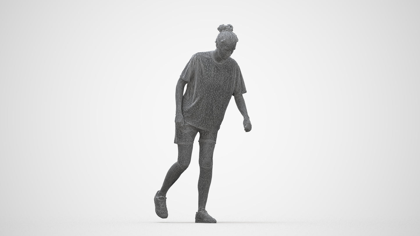 scanned 3D woman sport, photogrammetry people for Enscape and V-Ray, wireframe back view