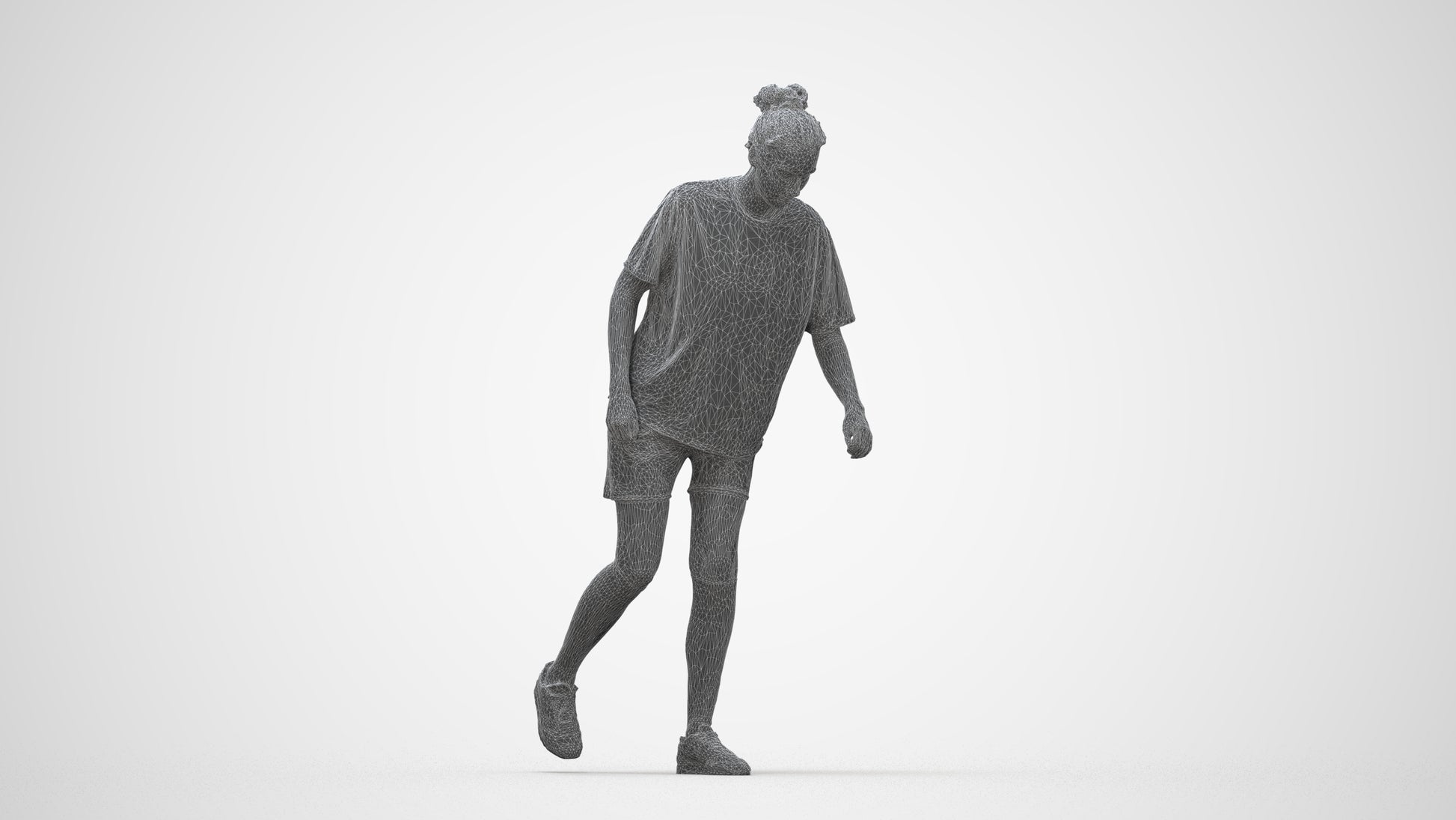 scanned 3D woman sport, photogrammetry people for Enscape and V-Ray, wireframe back view