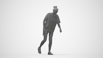 scanned 3D woman sport, photogrammetry people for Enscape and V-Ray, wireframe back view