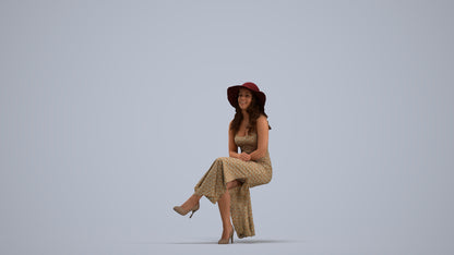 scanned 3D woman casual sitting, photogrammetry people for Enscape and V-Ray, standing pose render