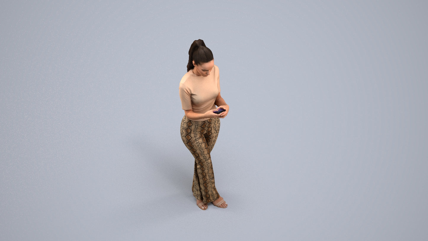scanned 3D woman casual standing, photogrammetry people for Enscape and V-Ray, back view render