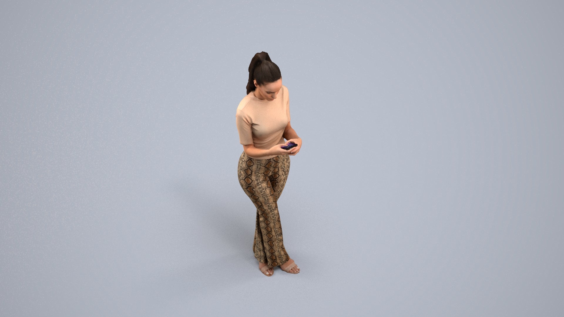 scanned 3D woman casual standing, photogrammetry people for Enscape and V-Ray, back view render