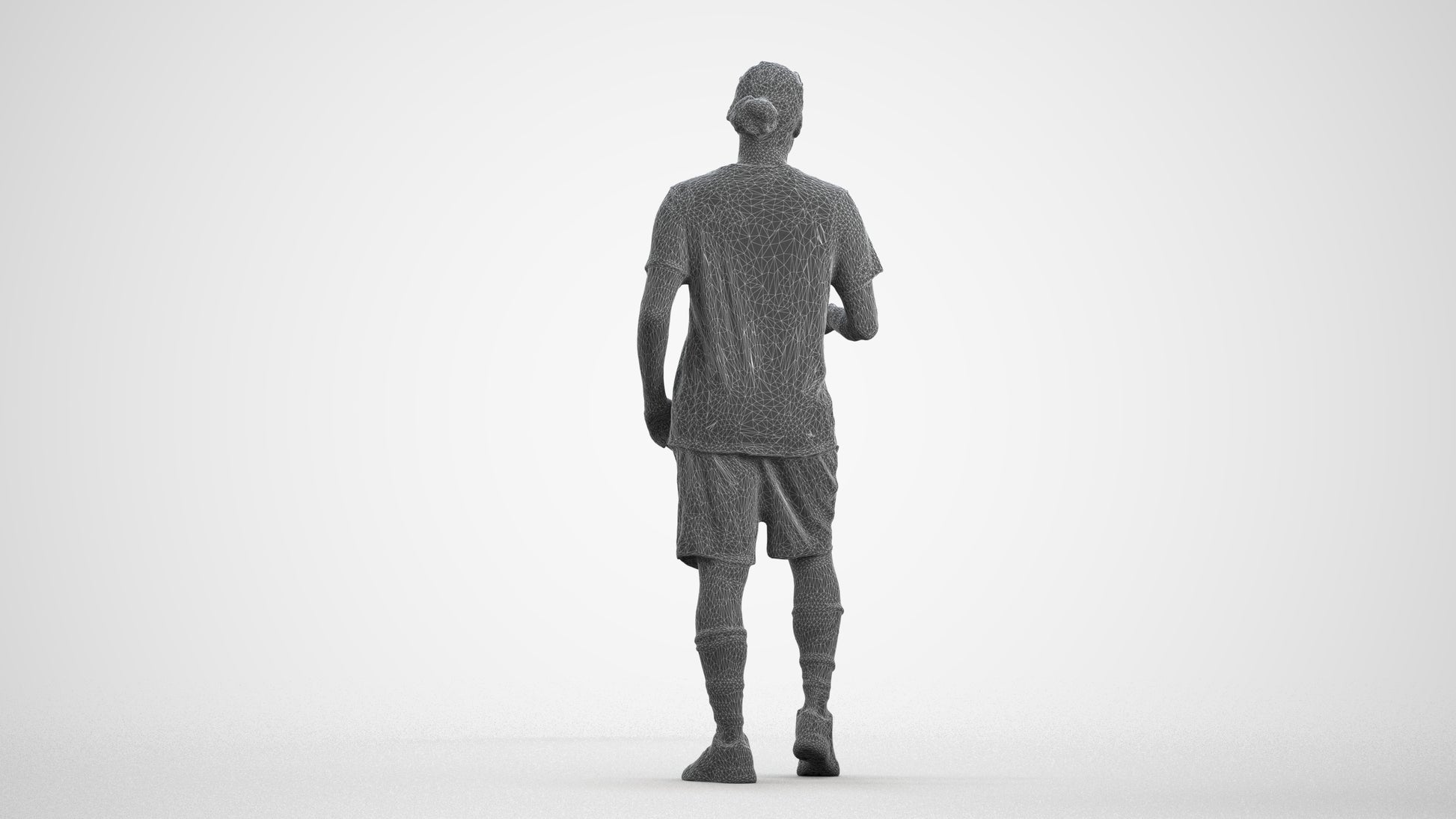 realistic 3D human man sport, archviz people FBX OBJ for Blender, wireframe front view