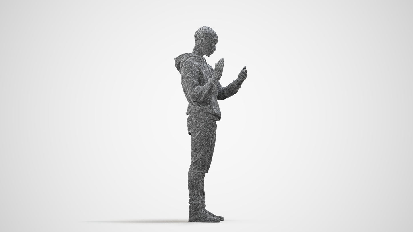 realistic 3D people boy casual kids, render-ready for V-Ray and Corona, FBX OBJ, wireframe side view