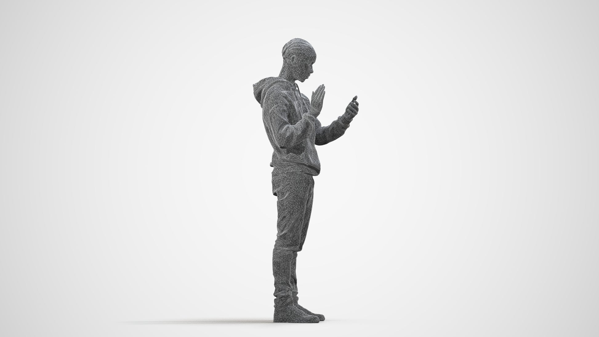 realistic 3D people boy casual kids, render-ready for V-Ray and Corona, FBX OBJ, wireframe side view