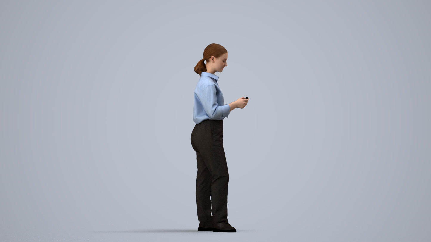 3D scanned girl kids, photorealistic archviz people for Enscape and SketchUp, side view render