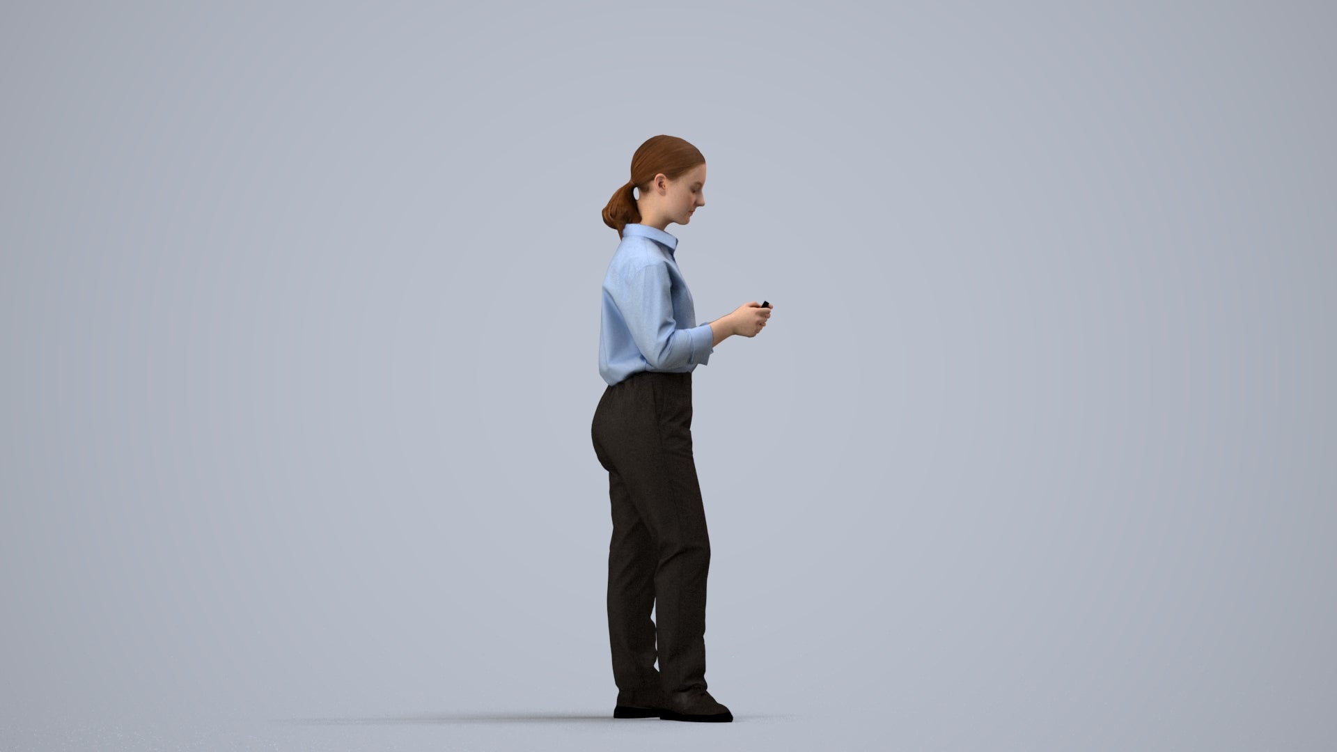 3D scanned girl kids, photorealistic archviz people for Enscape and SketchUp, side view render