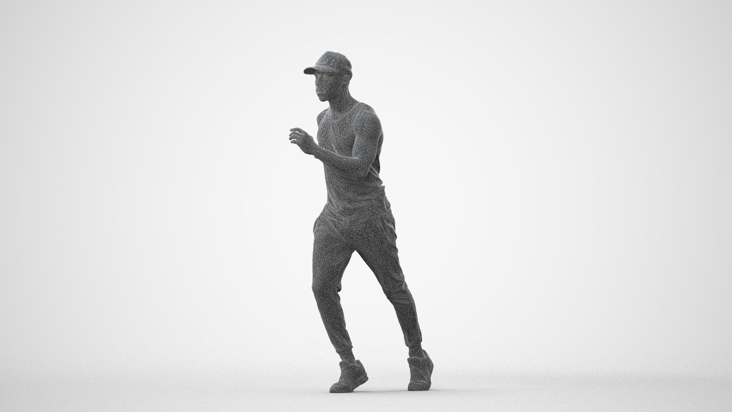 photogrammetry 3D man casual walking, realistic human model archviz FBX, square thumbnail