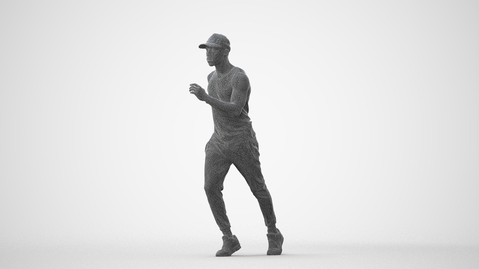 photogrammetry 3D man casual walking, realistic human model archviz FBX, square thumbnail