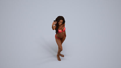 3D people model woman pool, scanned human for 3ds Max rendering, back view render