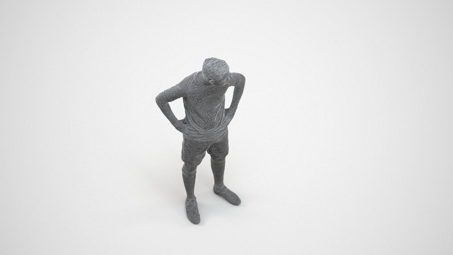 3D scanned man sport, photorealistic archviz people for Enscape and SketchUp, wireframe three-quarter view