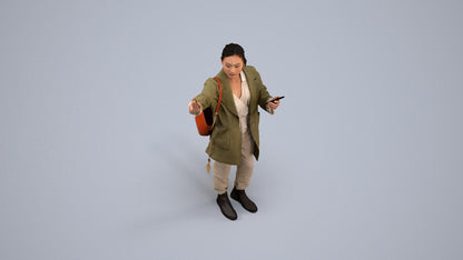 3D people model woman casual standing, scanned human for 3ds Max rendering, back view render
