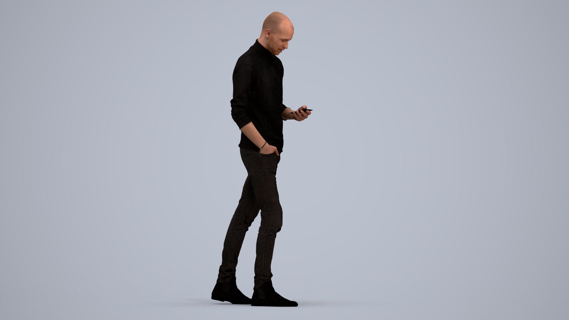 photogrammetry 3D man casual walking, realistic human model archviz FBX, standing pose render