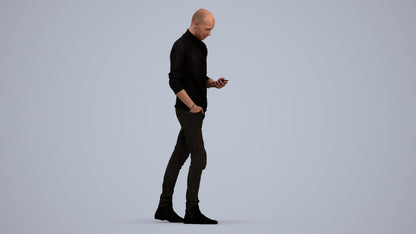 photogrammetry 3D man casual walking, realistic human model archviz FBX, standing pose render