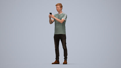 scanned 3D man casual standing, photogrammetry people for Enscape and V-Ray, top-down view render
