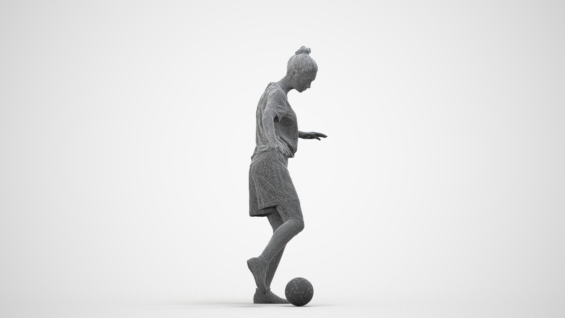 realistic 3D girl sport, scanned archviz people for Blender and 3ds Max, wireframe side view