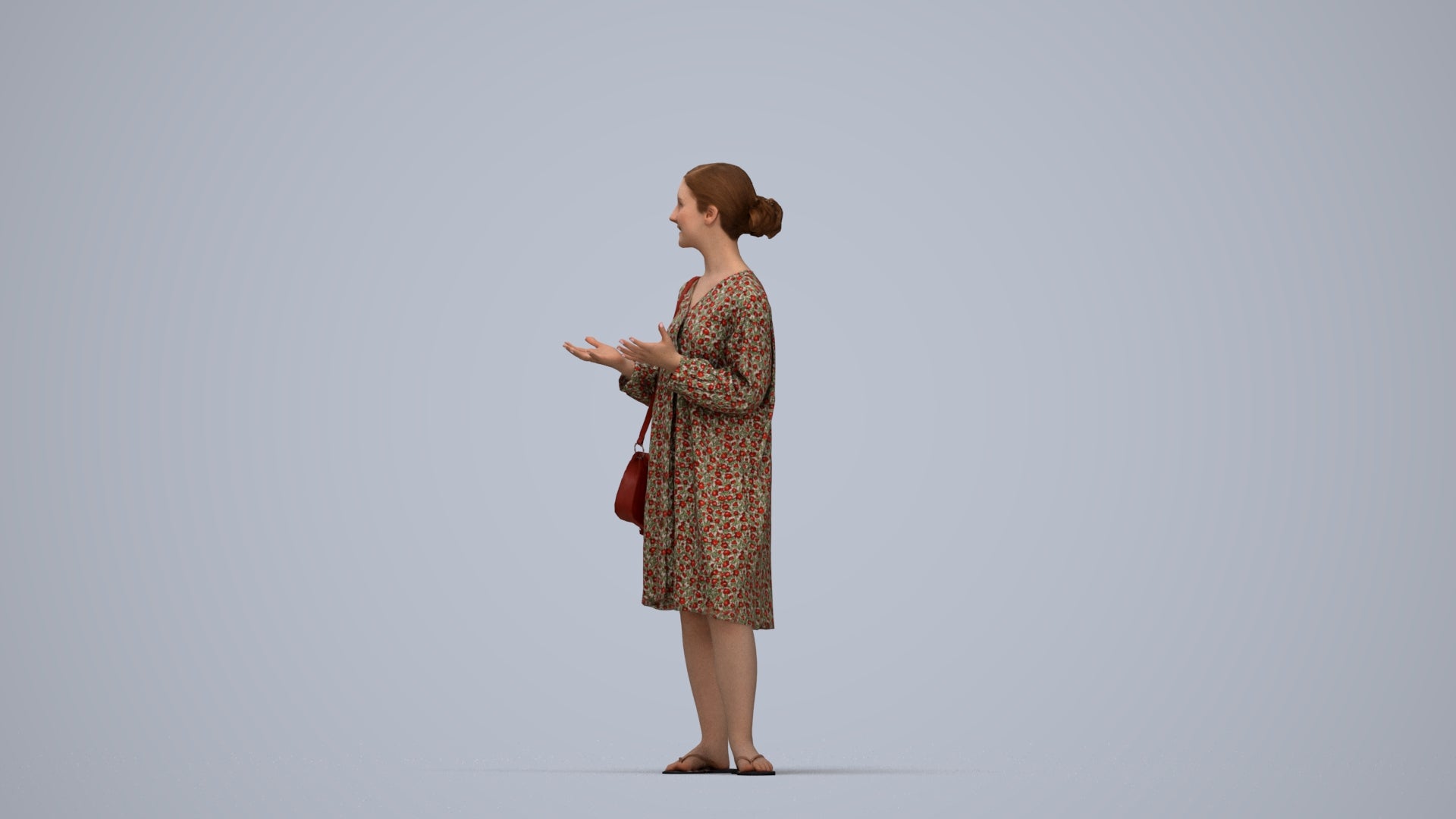 realistic 3D human girl casual kids, archviz people FBX OBJ for Blender, top-down view render