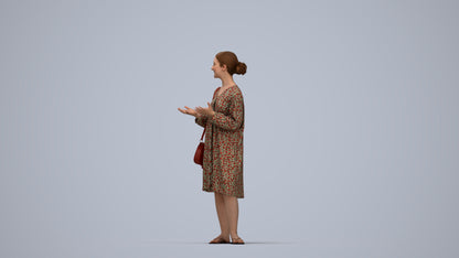 realistic 3D human girl casual kids, archviz people FBX OBJ for Blender, top-down view render
