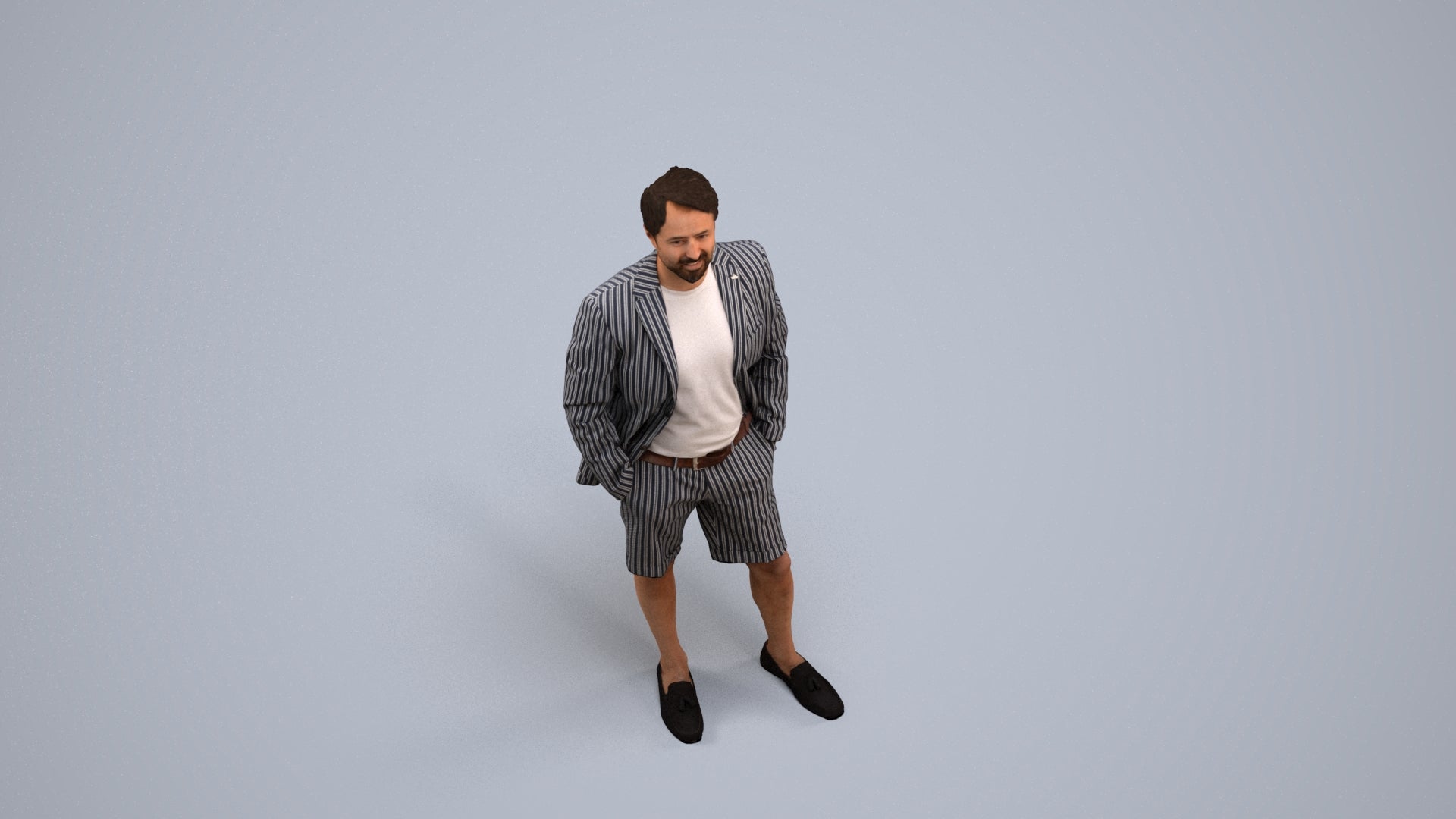 scanned 3D man business standing, photogrammetry people for Enscape and V-Ray, back view render