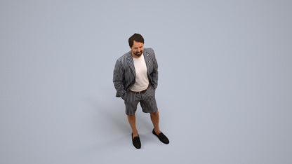 scanned 3D man business standing, photogrammetry people for Enscape and V-Ray, back view render