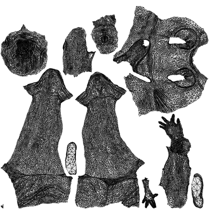 scanned 3D woman casual standing, photogrammetry people for Enscape and V-Ray, wireframe top-down view