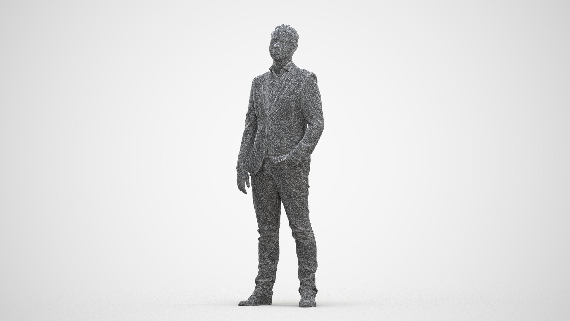 3D people model man business, scanned human for 3ds Max rendering, three-quarter front view render