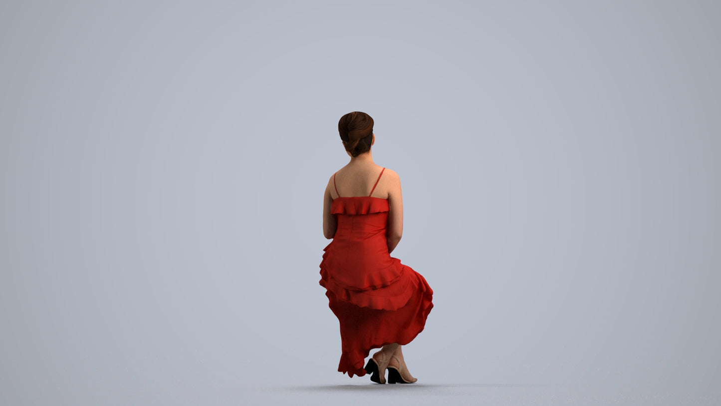 3D human model woman formal formalaffairs, photogrammetry scanned person for archviz, front view render