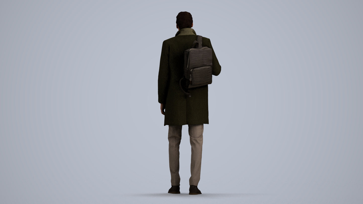 photogrammetry 3D man business, realistic human model archviz FBX, front view render