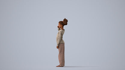 3D people model girl kids, scanned human for 3ds Max rendering, three-quarter view render