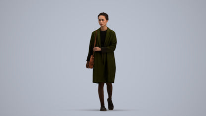 realistic 3D woman casual walking, scanned archviz people for Blender and 3ds Max, standing pose render