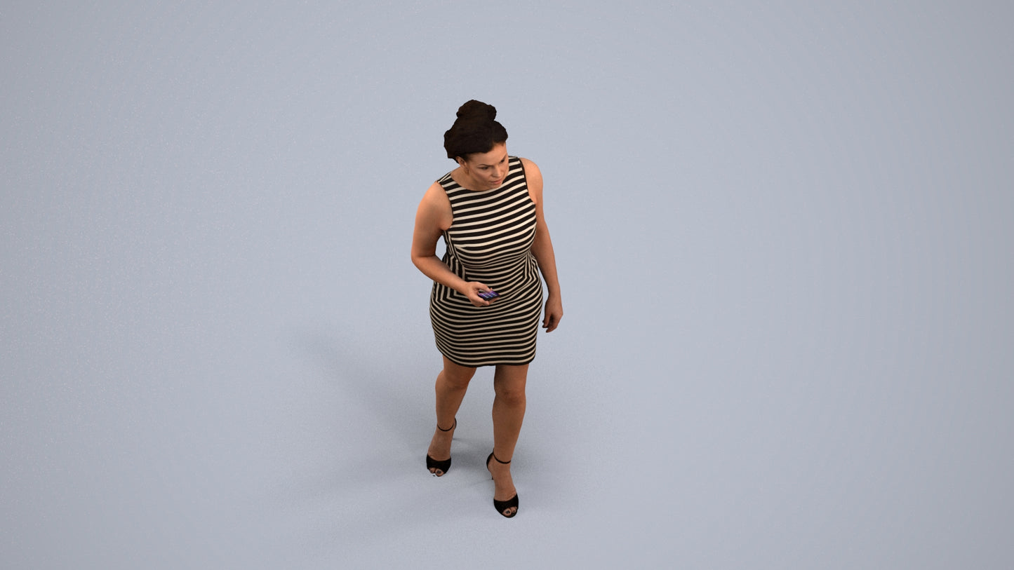 scanned 3D woman casual walking, photogrammetry people for Enscape and V-Ray, back view render