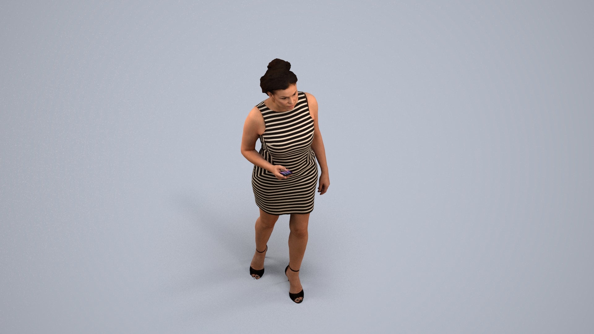 scanned 3D woman casual walking, photogrammetry people for Enscape and V-Ray, back view render