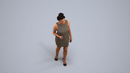 scanned 3D woman casual walking, photogrammetry people for Enscape and V-Ray, back view render