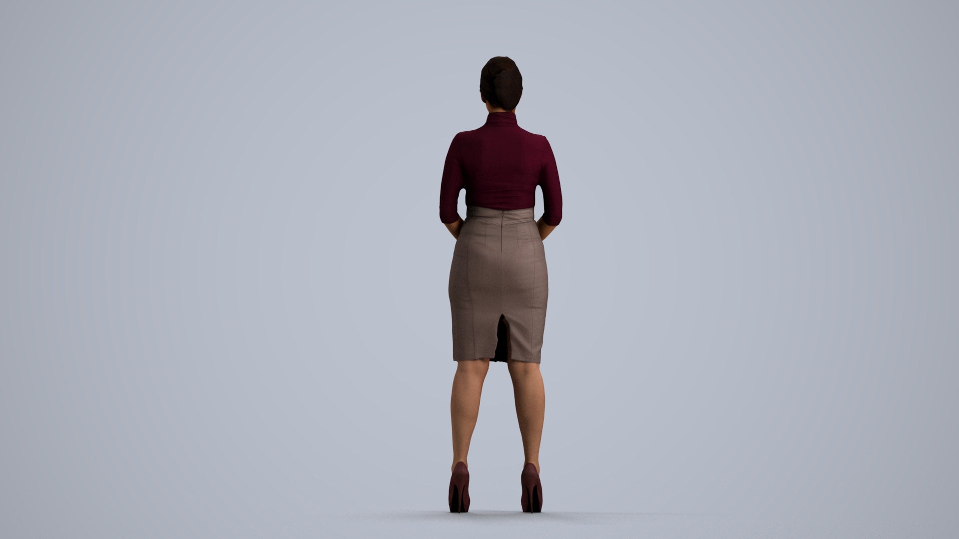 scanned 3D woman business, photogrammetry people for Enscape and V-Ray, front view render