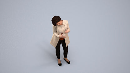 scanned 3D woman business standing, photogrammetry people for Enscape and V-Ray, back view render
