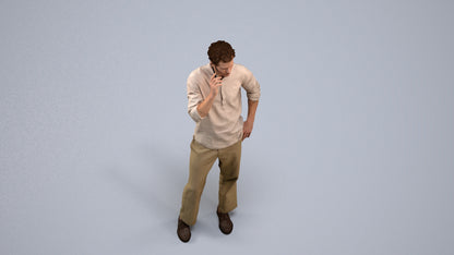 realistic 3D human man casual standing, archviz people FBX OBJ for Blender, back view render