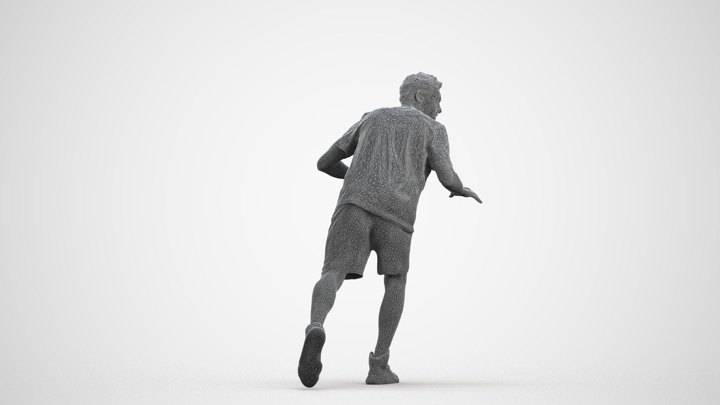 3D people model man sport, scanned human for 3ds Max rendering, wireframe front view