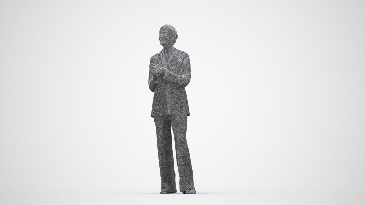 realistic 3D people senior woman business, render-ready for V-Ray and Corona, FBX OBJ, wireframe back view