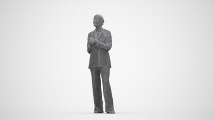 realistic 3D people senior woman business, render-ready for V-Ray and Corona, FBX OBJ, wireframe back view