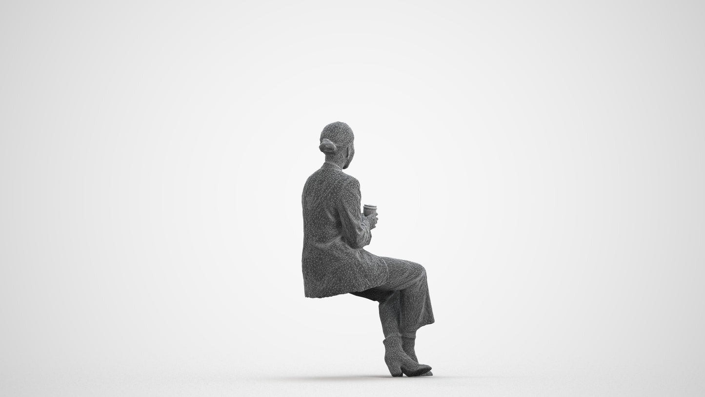 photogrammetry 3D woman business, realistic human model archviz FBX, wireframe front view