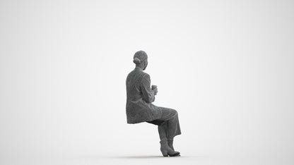 photogrammetry 3D woman business, realistic human model archviz FBX, wireframe front view