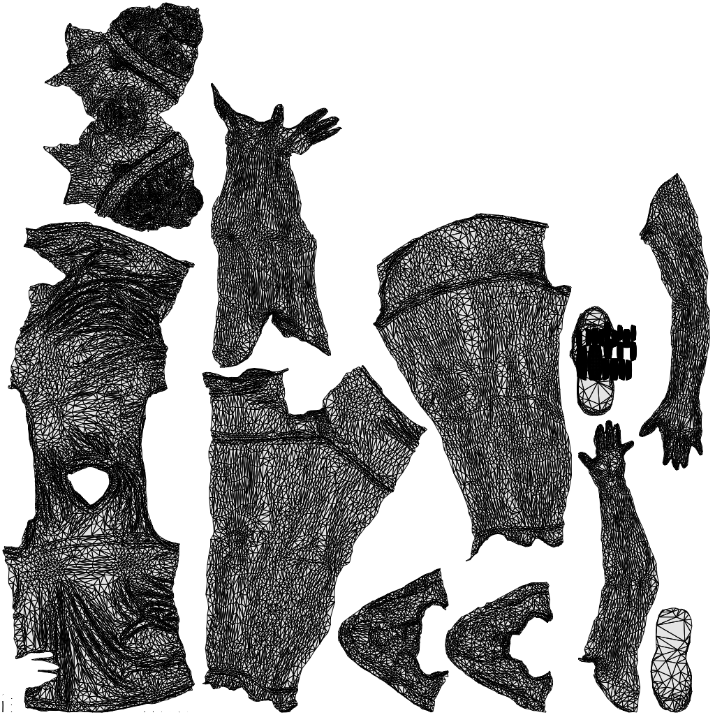 3D people model girl sport, scanned human for 3ds Max rendering, wireframe top-down view