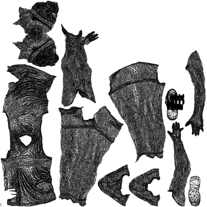 3D people model girl sport, scanned human for 3ds Max rendering, wireframe top-down view