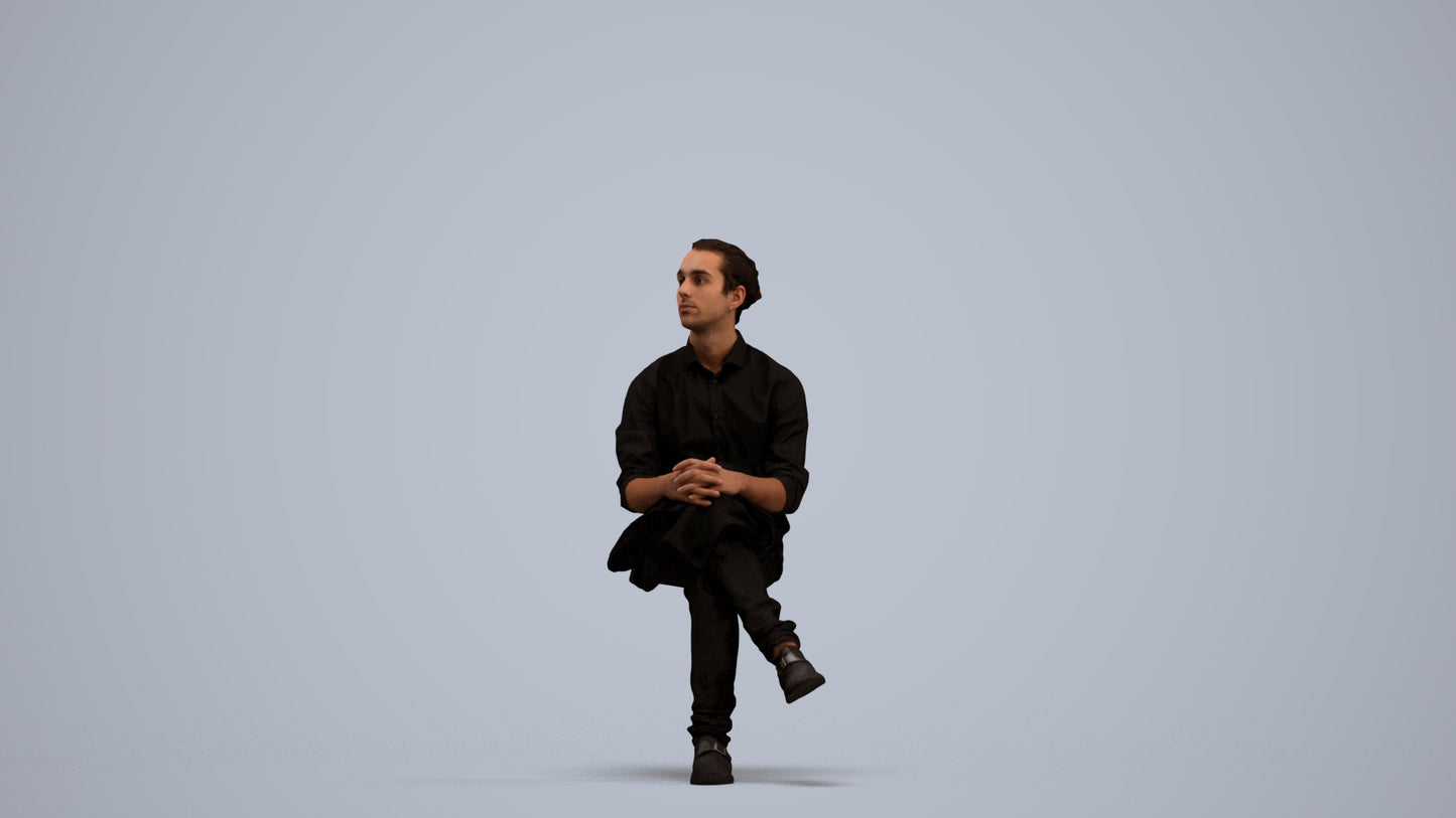 3D scanned man sitting casual, photorealistic archviz people for Enscape and SketchUp, standing pose render