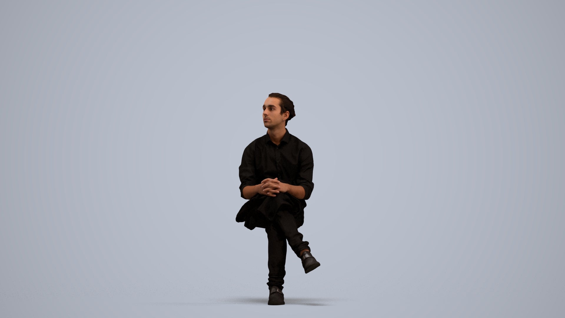 3D scanned man sitting casual, photorealistic archviz people for Enscape and SketchUp, standing pose render