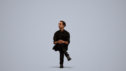 3D scanned man sitting casual, photorealistic archviz people for Enscape and SketchUp, standing pose render