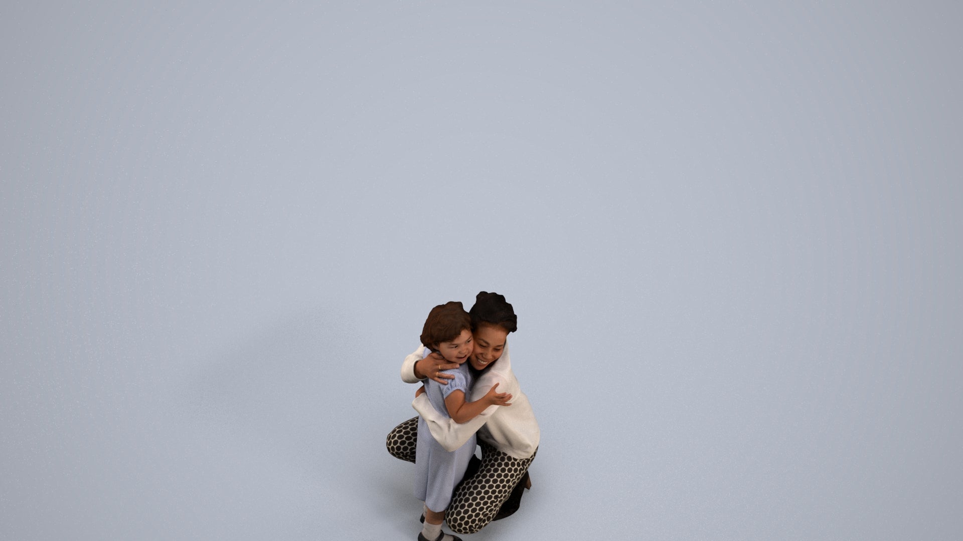 realistic 3D girl casual kids, scanned archviz people for Blender and 3ds Max, back view render