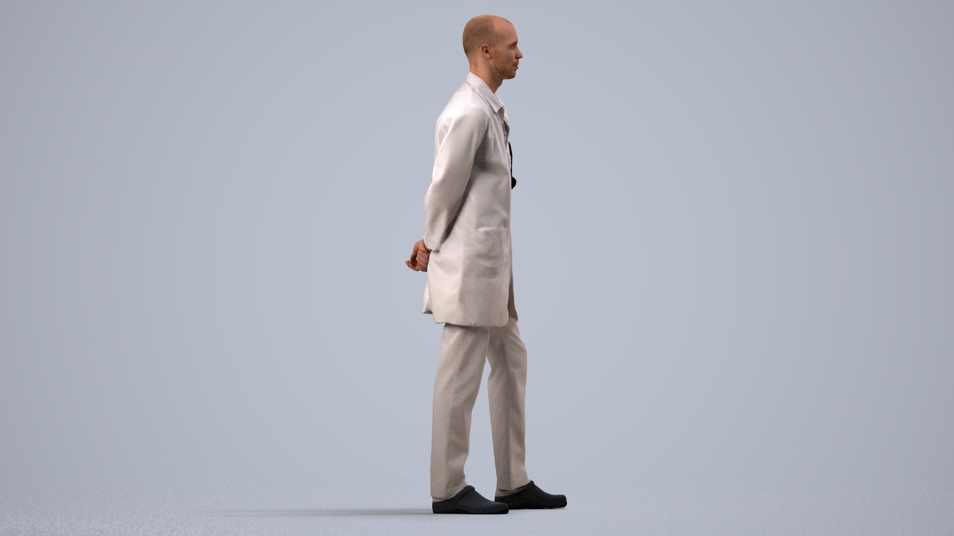photogrammetry 3D man medical, realistic human model archviz FBX, side view render