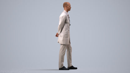 photogrammetry 3D man medical, realistic human model archviz FBX, side view render