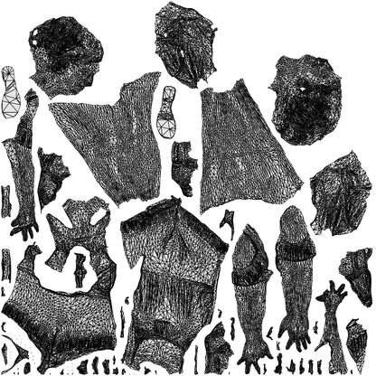 scanned 3D girl casual kids, photogrammetry people for Enscape and V-Ray, wireframe top-down view